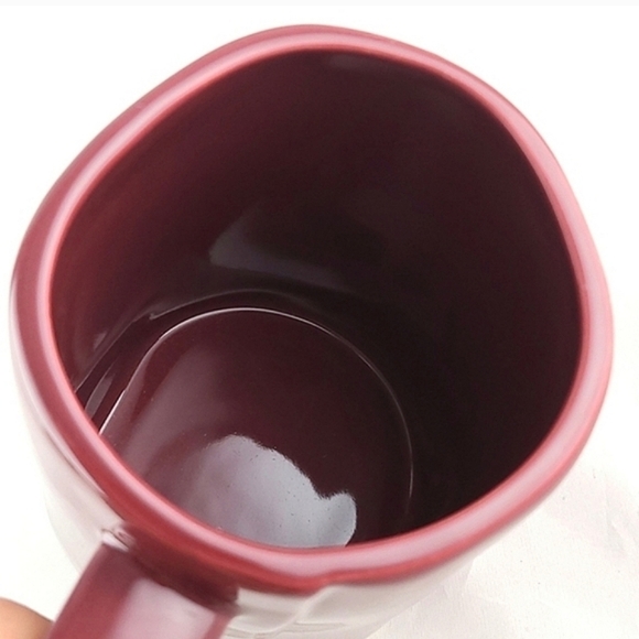 ⭐️2/ $50⭐️ Rae Dunn Glossy Burgundy Coffee Mug Large White  Letters AUTUMN VIBES - Picture 5 of 9